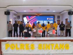 Polres Sintang Musnahkan 127.87 Gram Sabu dan 601 Ekstasi